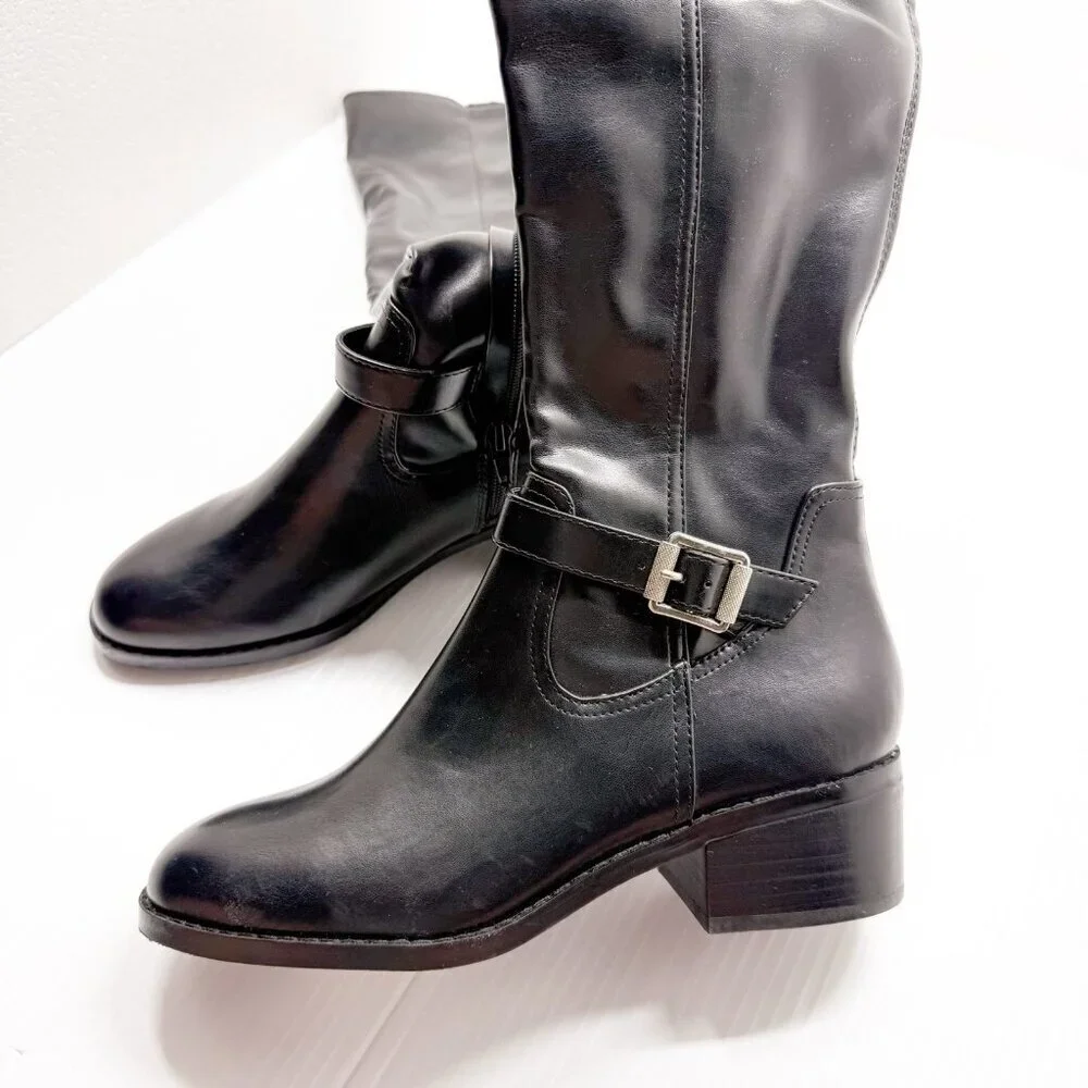 DV Dolce Vita Elyse Black Over The Knee Boots Womens 7.5 Block Heel Riding Style
